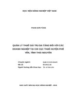 Luận văn thạc sĩ quản lý thuế giá trị gia tăng đối vớicác doanh nghiệp tại chi cục thuế huyện phổ yên, tỉnh thái nguyên 