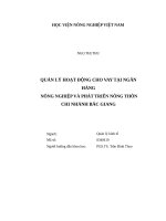 Luận văn thạc sĩ quản lý hoạt động cho vay tại ngân hàng nông nghiệp và phát triển nông thôn chi nhánh bắc giang 