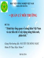 Đề tài  trình bày tổng quan về nông thôn việt nam và các tiêu chí về xây dựng nông thôn mới phân tích 