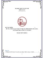 TIỂU LUẬN MÔN LUẬT TÀI CHÍNH PHÁP LUẬT VỀ QUẢN TRỊ TÀI CHÍNH TRONG MUA BÁN, SÁP NHẬP( MA) CÔNG TY CỔ PHẦN