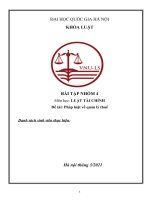 TIỂU LUẬN MÔN LUẬT TÀI CHÍNH PHÁP LUẬT VỀ QUẢN LÝ THUẾ