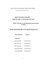 Bài tập lớn môn Kho dữ liệu và khai phá dữ liệu: Tìm hiểu và xây dựng thuật toán K-means và KNN