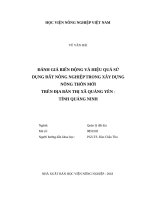 Luận văn thạc sĩ đánh giá biến động và hiệu quả sử dụng đất nông nghiệp trong xây dựng nông thôn mới trên địa bàn thị xã quảng yên   tỉnh quảng ninh 