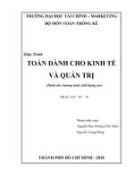 Giáo trình Toán dành cho kinh tế và quản trị: Phần 1 -  Trường ĐH Tài chính Marketing