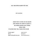 Luận văn thạc sĩ nhận thức và ứng xử của người dân trong xây dựng và quản lý hệ thống đường giao thông nông thôn huyện phúc thọ, thành phố hà nội 