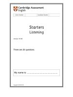 Đề thi mẫu starters listening with key (2018) 