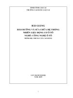 Giáo trình Bảo dưỡng và sửa chữa hệ thống nhiên liệu động cơ ô tô (Nghề: Công nghệ ô tô) - Trường CĐ Cộng đồng Lào Cai