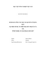 Luận văn thạc sĩ đánh giá công tác đấu giá quyền sử dụng đất tại một số dự án trên địa bàn thị xã cửa lò, tỉnh nghệ an giai đoạn 2015   2017 