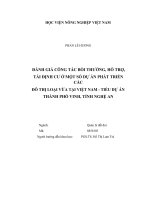 Luận văn thạc sĩ đánh giá công tác bồi thường, hỗ trợ, tái định cư ở một số dự án phát triển các đô thị loại vừa tại việt nam   tiểu dự án thành phố vinh, tỉnh nghệ an 