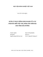 Luận văn thạc sĩ quản lý hoạt động kinh doanh của các chợ đầu mối tiêu thụ nông sản trên địa bàn tỉnh hải dương 
