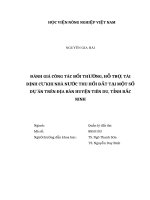 Luận văn thạc sĩ đánh giá công tác bồi thường, hỗ trợ, tái định cư khi nhà nước thu hồi đất tại một số dự án trên địa bàn huyện tiên du, tỉnh bắc ninh 