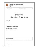 Đề thi mẫu starters reading and writing with key (2018) 