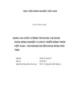 Luận văn thạc sĩ nâng cao chất lượng tín dụng tại ngân hàng nông nghiệp và phát triển nông thôn việt nam   chi nhánh huyện đoan hùng phú thọ 