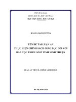 Luận án tiến sĩ thực hiện chính sách giáo dục đối với dân tộc thiểu số ở tỉnh ninh thuận 