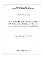 Luận văn Thạc sĩ Kinh tế: Các yếu tố ảnh hưởng đến quyết định lựa chọn mạng điện thoại di động của khách hàng tại thành phố Hồ Chí Minh