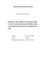 Luận văn thạc sĩ nghiên cứu ảnh hưởng của mật độ trồng và mức phân bón đến sinh trưởng, năng suất giống khoai tây KT4 tại thanh trì, hà nội 