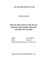 Luận văn thạc sĩ đánh giá hiện trạng và hiệu quả sử dụng đất nông nghiệp thành phố thái bình tỉnh thái bình 