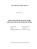 Luận văn thạc sĩ quản lý nợ thuế đối với doanh nghiệp nhỏ và vừa của chi cục thuế thị xã từ sơn 