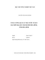 (Luận văn thạc sĩ) tăng cường quản lý nhà nước về đất đai trên địa bàn thành phố hòa bình, tỉnh hòa bình 