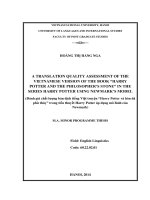 A translation quality assessment of the vietnamese version of the book harry potter and the philosopher’s stone in the series harry potter using newmark’s model 