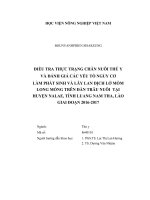 (Luận văn thạc sĩ) điều tra thực trạng chăn nuôi thú y và đánh giá các yếu tố nguy cơ làm phát sinh và lây lan dịch bệnh lở mồm long móng trên đàn trâu nuôi tại huyện nalae, tỉnh luang nam tha, lào giai đoạn 2016 2017 