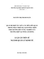 Quan hệ hợp tác giữa các bên liên quan trong phát triển du lịch nông thôn theo hướng bền vững