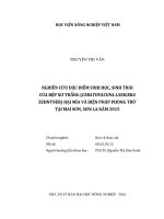 (Luận văn thạc sĩ) nghiên cứu đặc điểm sinh học, sinh thái của rệp xơ trắng (ceratovacuna lanigera zehntner) hại mía và biện pháp phòng trừ tại mai sơn, sơn la năm 2015 