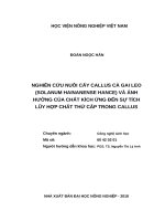 (Luận văn thạc sĩ) nghiên cứu nuôi cấy callus cà gai leo (solanum hainanense hance) và ảnh hưởng của chất kích ứng đến sự tích lũy hợp chất thứ cấp trong callus 