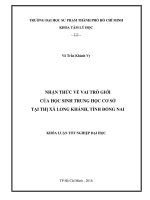 Khóa luận nhận thức về vai trò giới của học sinh THCS tại thị xã long khánh, tỉnh đồng nai 