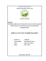 Khóa luận đánh giá hiệu quả sử dụng đất sản xuất nông nghiệp trên địa bàn xã thanh hưng, huyện điện biên, tỉnh điện biên 