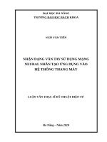 Luận văn thạc sĩ nhận dạng vân tay sử dụng mạng neural nhân tạo ứng dụng vào hệ thống thang máy 