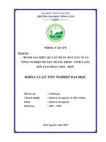 Khóa luận đánh giá hiệu quả sử dụng đất sản xuất nông nghiệp huyện tràng định, tỉnh lạng sơn 