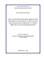 Nhân tố ảnh hưởng đến quyết định gửi tiền tiết kiệm của khách hàng cá nhân tại ngân hàng tmcp đầu tư và phát triển việt nam chi nhánh bình dương  