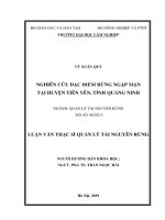 Luận văn Thạc sĩ Quản lý tài nguyên rừng: Nghiên cứu đặc điểm rừng ngập mặn tại huyện Tiên Yên, tỉnh Quảng Ninh