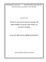 Tín dụng ngân hàng thương mại đối với nông nghiệp ứng dụng công nghệ cao tại tỉnh lâm đồng  