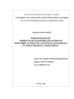 Perceptions of third year mainstream students towards authentic listening materials in news sharing assignment 