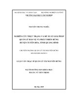 Luận văn Thạc sĩ Quản lý tài nguyên rừng: Nghiên cứu thực trạng và đề xuất giải pháp quản lý bảo vệ rừng huyện Tuyên Hóa, tỉnh Quảng Bình