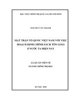 Luận án Tiến sĩ Chính trị học Mặt trận Tổ quốc Việt Nam với việc hoạch định chính sách tôn giáo ở nước ta hiện nay