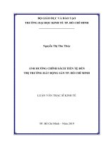 Luận văn Thạc sĩ Kinh tế: Ảnh hưởng chính sách tiền tệ đến thị trường bất động sản TP. Hồ Chí Minh