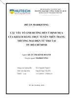CÁC yếu tố ẢNH HƯỞNG đến ý ĐỊNH MUA của KHÁCH HÀNG TRỰC TUYẾN TRÊN TRANG THƯƠNG mại điện tử TIKI tại TP  hồ CHÍ MINH 