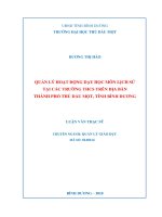 Quản lý hoạt động dạy học môn lịch sử tại các trường thcs trên địa bàn thành phố thủ dầu một, tỉnh bình dương  