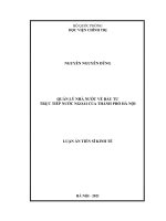 Luận án tiến sĩ quản lý nhà nước về đầu tư trực tiếp nước ngoài của thành phố hà nội 