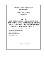 Quy trình kiểm toán doanh thu bán hàng, cung cấp dịch vụ trong kiểm toán báo cáo tài chính tại công ty tnhh tri thức việt  