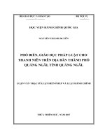 PHỔ BIẾN, GIÁO dục PHÁP LUẬT CHO THANH NIÊN TRÊN địa bàn THÀNH PHỐ QUẢNG NGÃI, TỈNH QUẢNG NGÃI
