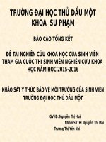 Khảo sát ý thức bảo vệ môi trường của sinh viên tại trường đại học thủ dầu một  