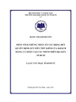 Phân Tích Những Nhân Tố Tác Động Đến Quyết Định Gửi Tiền Tiết Kiệm Của Khách Hàng Cá Nhân