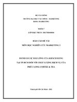 ĐÁNH GIÁ sự hài LÒNG của KHÁCH HÀNG tại TP HCM đối với CHẤT LƯỢNG DỊCH vụ của PHÚC LONG COFFEE  TEA 