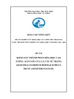 Khảo sát thành phần hóa học cao ethyl acetate của lá cây sú trắng aegiceras floridum roem  schult  họ sú aegicerataceae  