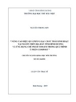 Nâng cao hiệu quả phân loại chất thải sinh hoạt tại nguồn trên địa bàn tỉnh bình dương và ứng dụng chế phẩm tdm em trong quá trình ủ phân compost  