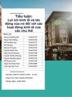 Lợi ích kinh tế và tác động của nó đối với các hoạt động kinh tế của các chủ thể 